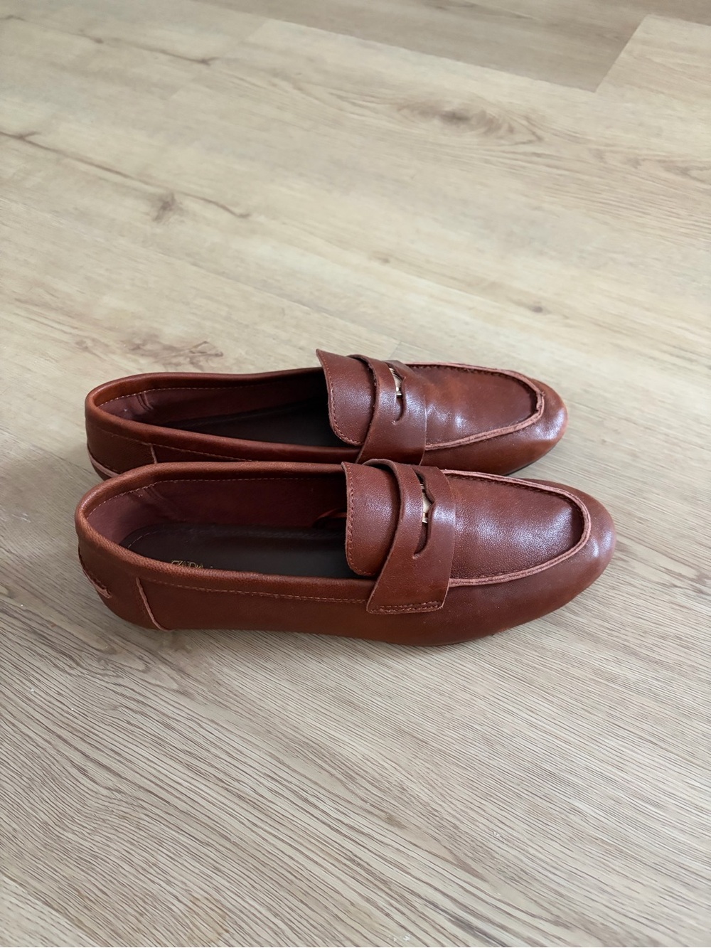 Zara Brown Leather Penny Loafers - Picture 5 of 6